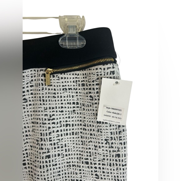 Calvin Klein White Jacquard Textured Gold Zipper Pencil Skirt Women’s Sz 10 NWT - Picture 7 of 13